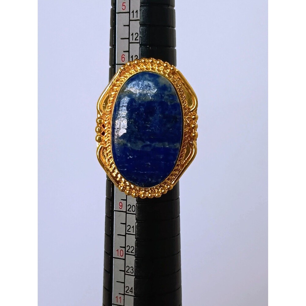 Artisan Sodalite Goldtone Mixed Metals Statement Ring Size 7